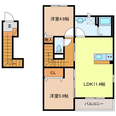 ベルシーナ鈴鹿A棟の物件間取画像